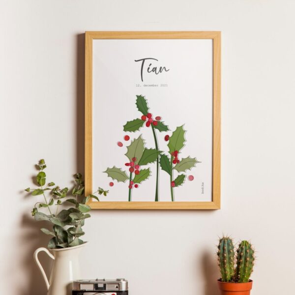 Personaliziran print - rojstna roža