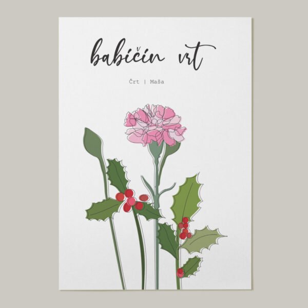 Personaliziran print za babico- šopek rož
